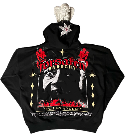‘Fallen Angels’ Oversized Cropped Zipper Hoodie