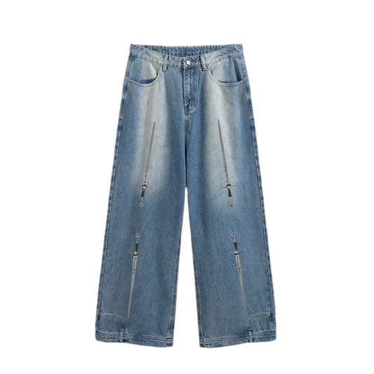 ‘Crusader’ Wide-leg Mirror Jeans