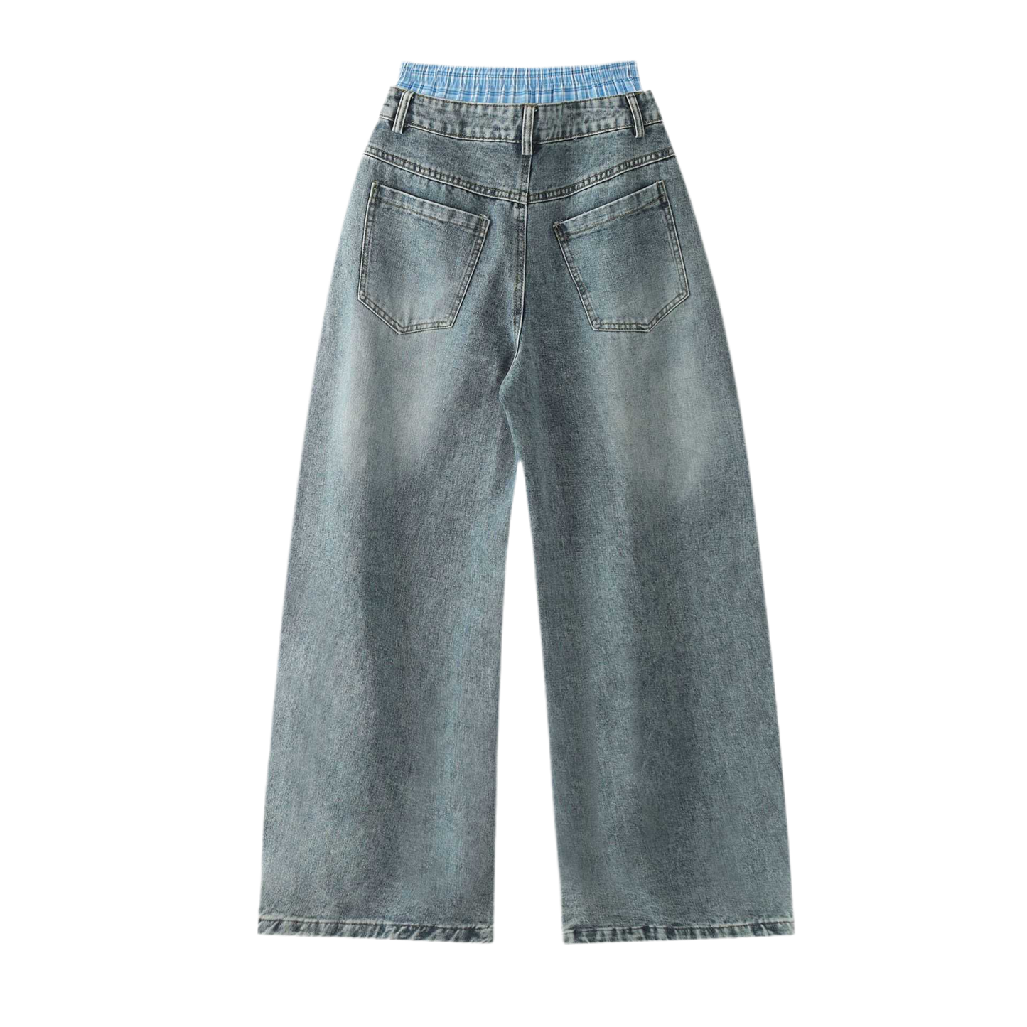 ‘Forsaken Wasted Waists’ Unisex Design Wide Leg Jeans