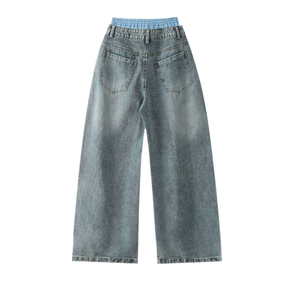 ‘Forsaken Wasted Waists’ Unisex Design Wide Leg Jeans