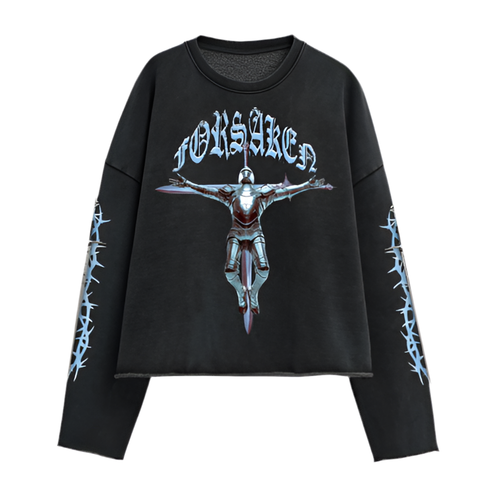 ‘FORSAKEN CHIVALRY’ 440GSM Unisex Washed Cropped Sweatshirt