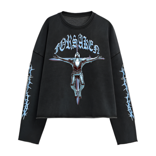 ‘FORSAKEN CHIVALRY’ 440GSM Unisex Washed Cropped Sweatshirt