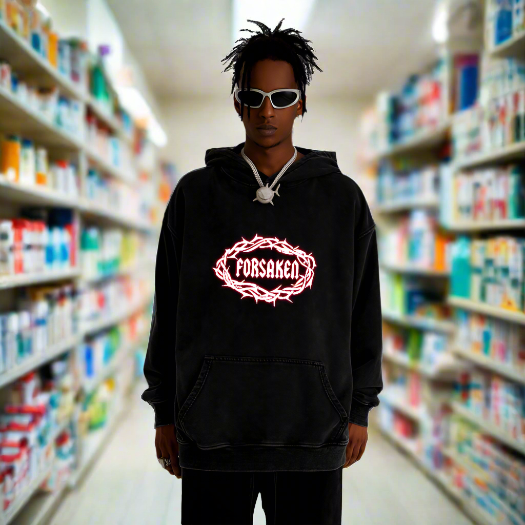 ‘Pain Killer’ Unisex Super Heavyweight Oversized Retro Hoodie