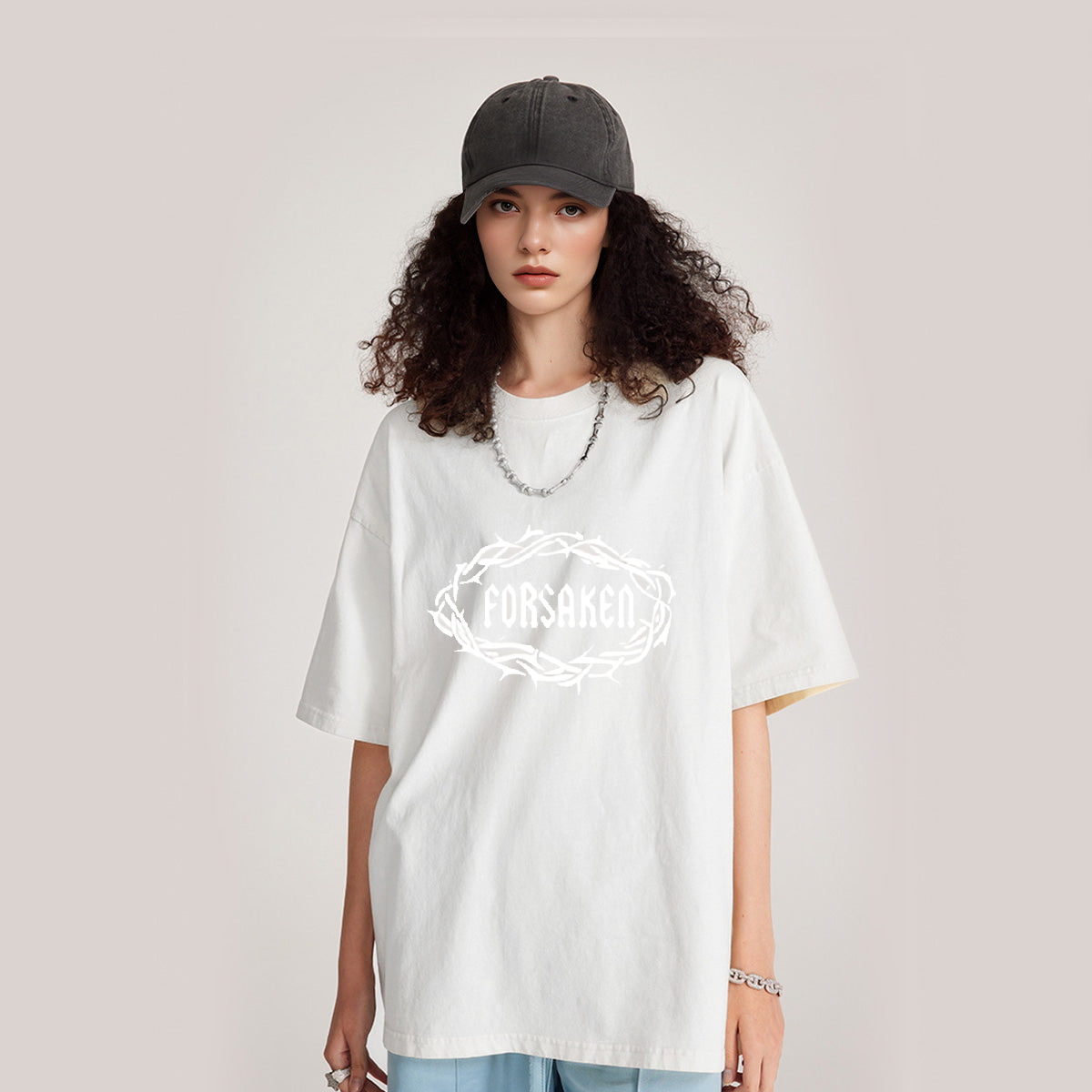 ‘Forsaken Raver’ Unisex Glow in the Dark Oversized T-Shirt(240GSM)