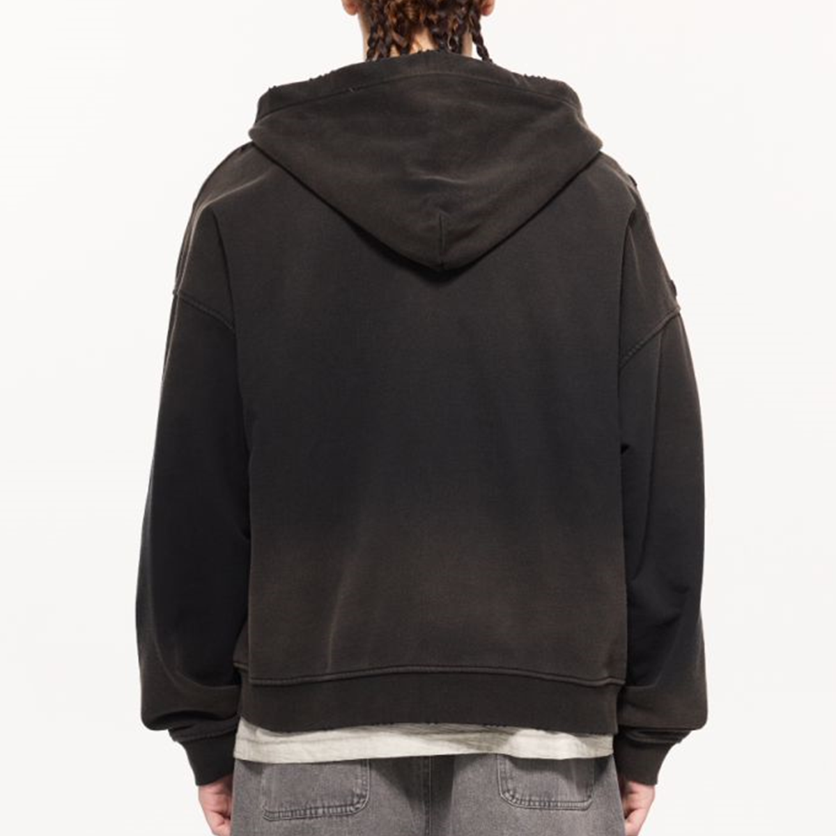 ‘SMOKE BREAK’ Unisex Washed Distressed Dystopian Streetwear Zip-Up Hoodie(420GSM)